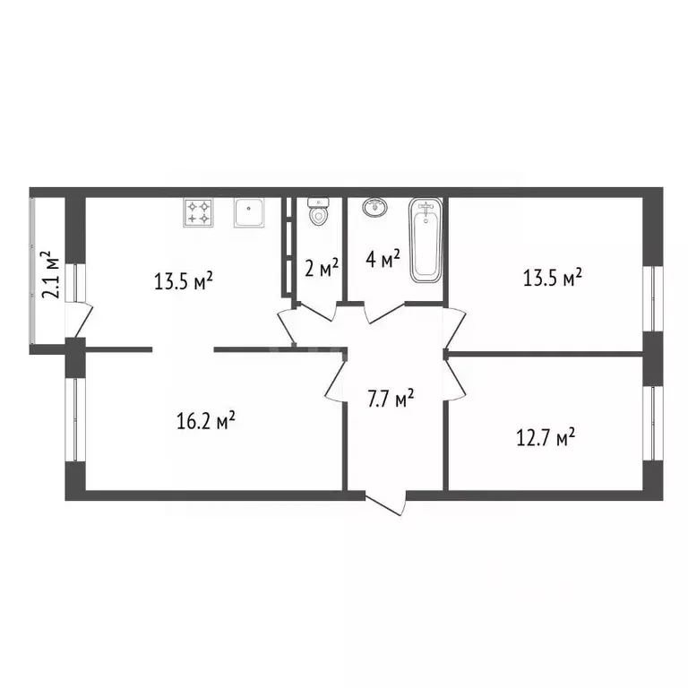 3-к кв. Иркутская область, Иркутск Гусарская тер., 7 (70.5 м) - Фото 2