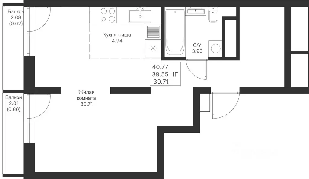 1-к кв. Татарстан, Казань Мой Ритм жилой комплекс, ПК14 (40.77 м) - Фото 2