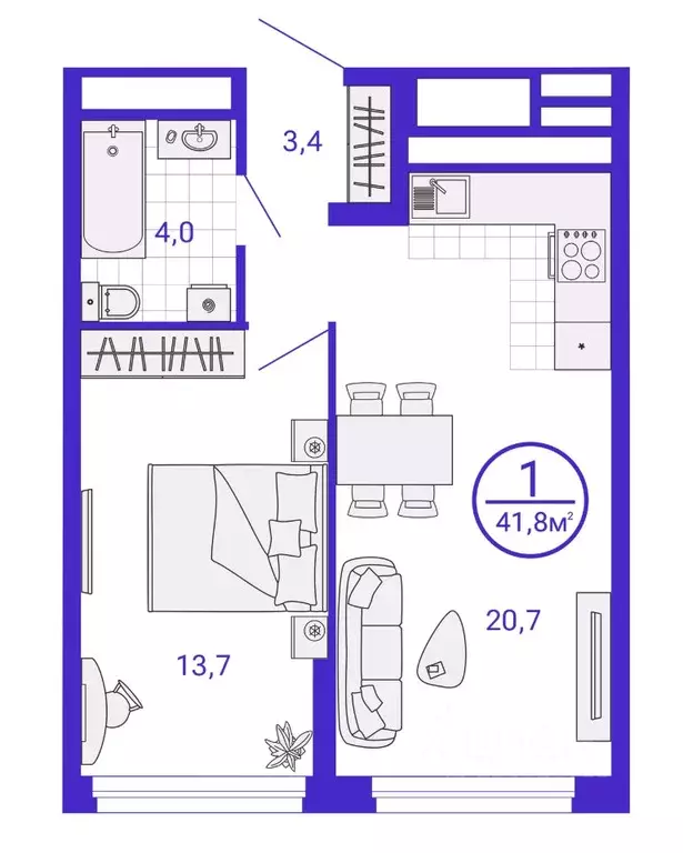 1-к кв. Свердловская область, Екатеринбург Уктус жилрайон, Астон ... - Фото 1