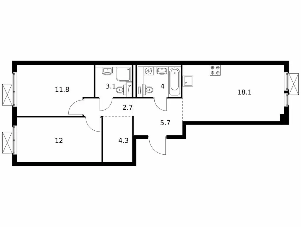 2-комнатная квартира: Котельники, микрорайон Парковый, 2к1 (61.7 м) - Фото 1