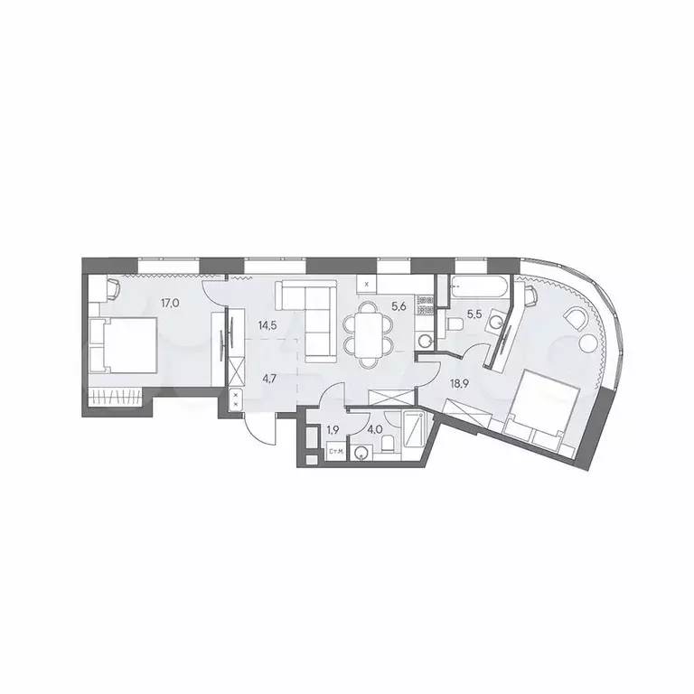3-к. квартира, 72,1 м, 12/31 эт. - Фото 0