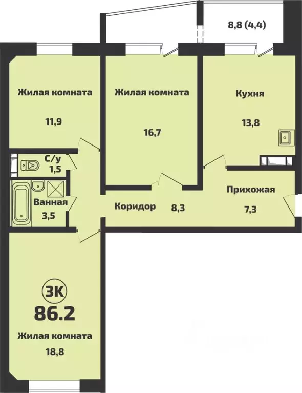 3-к кв. Новосибирская область, Новосибирский район, Станционный ... - Фото 0