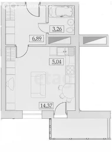 Квартира-студия: село Усады, улица Тёплых Встреч, 5 (31.2 м) - Фото 1