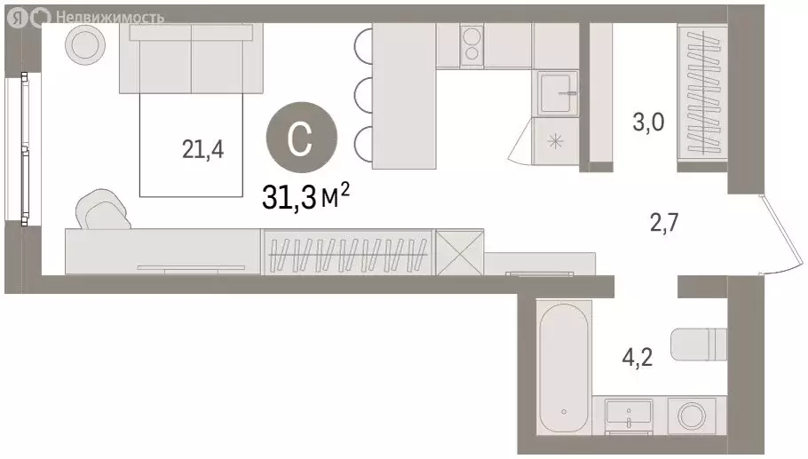 Квартира-студия: Екатеринбург, жилой район Юго-Западный, жилой ... - Фото 2