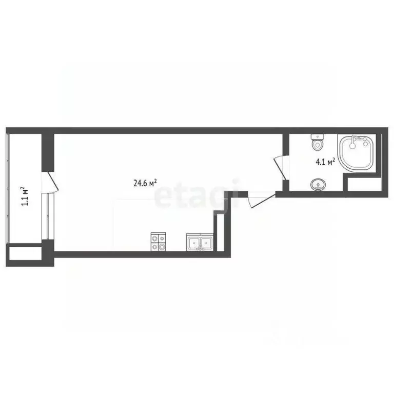 Студия Краснодарский край, Анапа ул. Ленина, 241к1 (32.0 м) - Фото 1