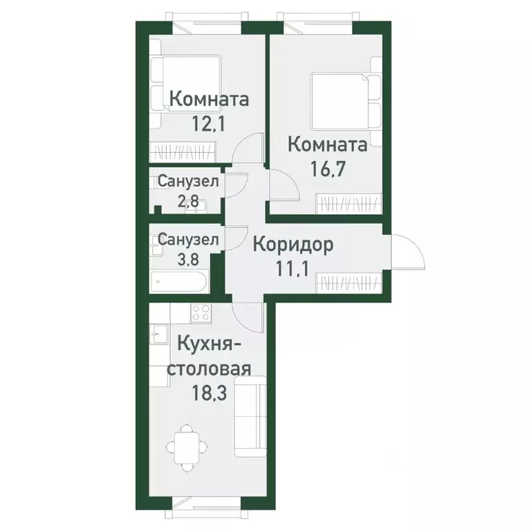 2-к кв. Челябинская область, Челябинский городской округ, пос. ... - Фото 0