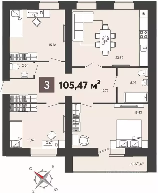 3-к кв. Пензенская область, Пенза ул. 8 Марта, 31к4 (105.47 м) - Фото 0