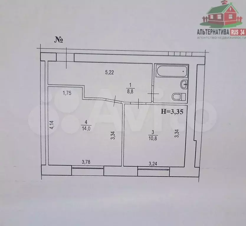 2-к. квартира, 37 м, 1/5 эт. - Фото 0