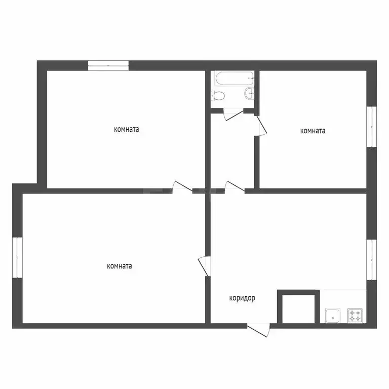 3-комнатная квартира: село Вагай, улица Кирова, 3 (53.8 м) - Фото 0