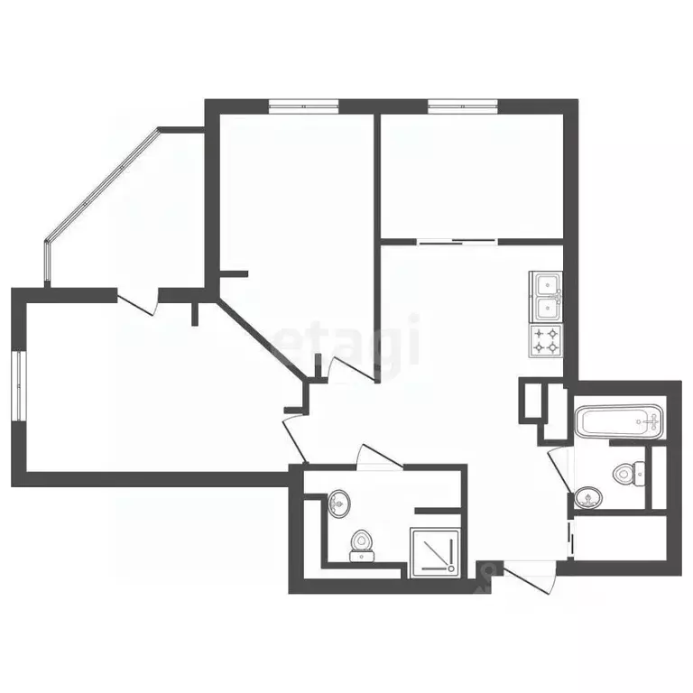 3-к кв. Санкт-Петербург Богатырский просп., 45 (58.0 м) - Фото 2