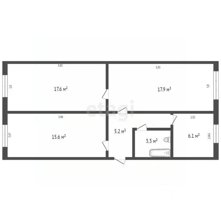 3-к кв. Кемеровская область, Киселевск ул. Багратиона, 1 (65.0 м) - Фото 2