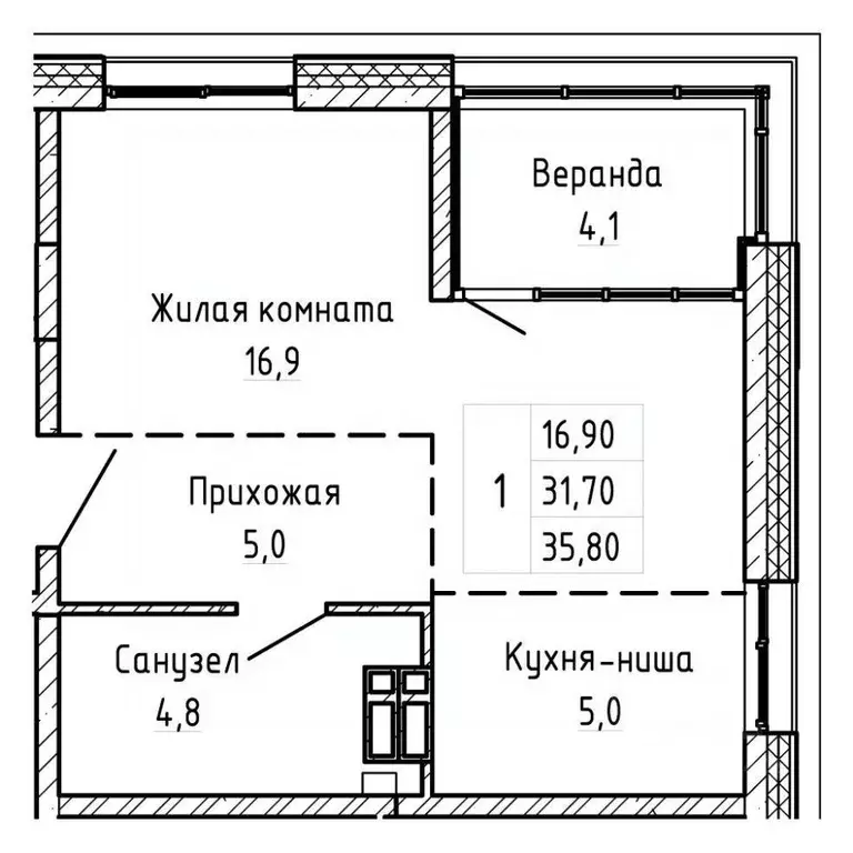 1-к кв. Приморский край, Владивосток Днепровская ул., 25к5 (35.8 м) - Фото 1