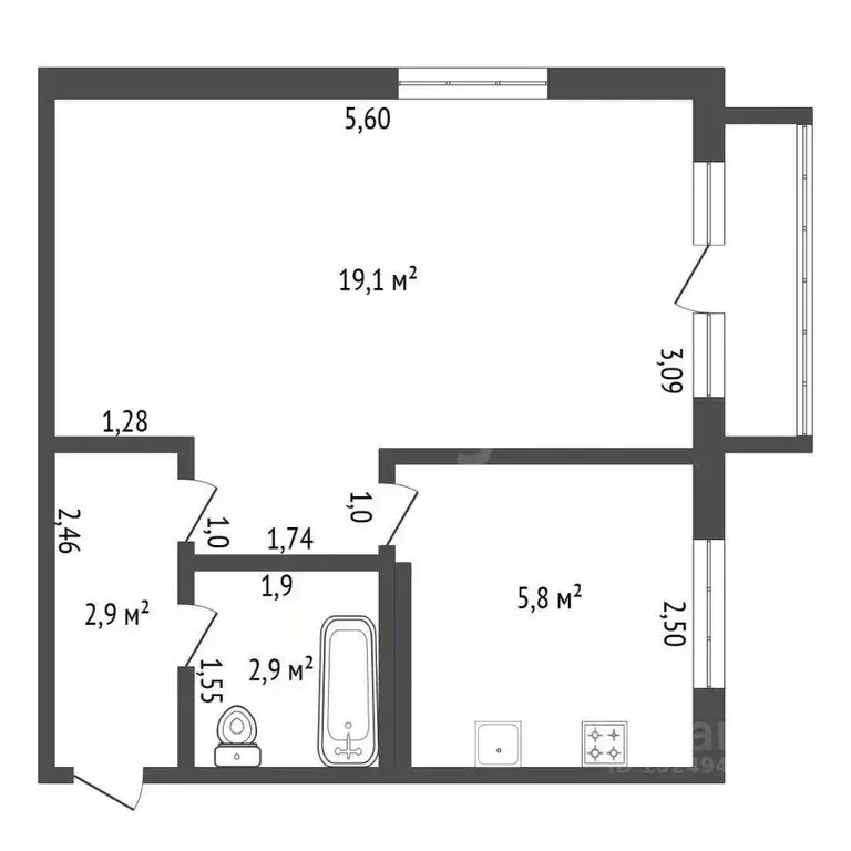 1-к кв. Башкортостан, Уфа Интернациональная ул., 127/1 (31.6 м) - Фото 1