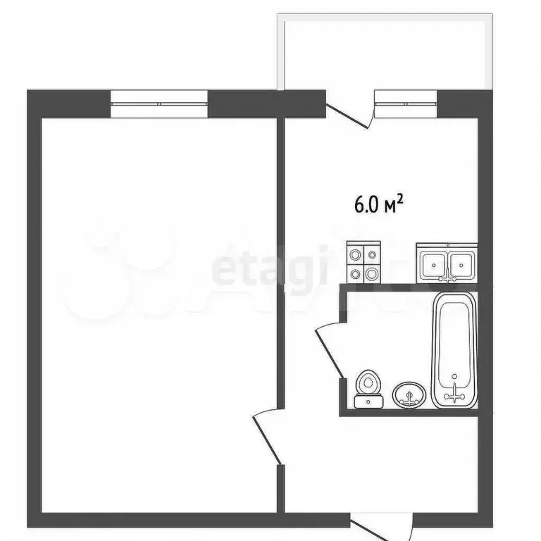 1-к. квартира, 28,3 м, 4/5 эт. - Фото 0