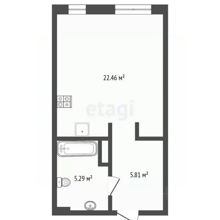 Студия Тюменская область, Тюмень ул. Краснооктябрьская, 8 (33.5 м) - Фото 0