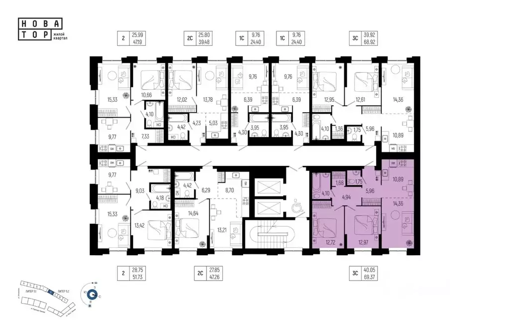 3-к кв. Башкортостан, Уфа Глумилино-1 мкр, Новатор жилой комплекс ... - Фото 2