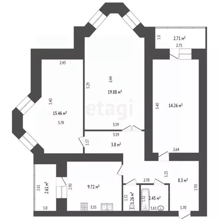 3-к кв. Самарская область, Самара Московское шоссе, 18-й км, 7А (78.0 ... - Фото 2