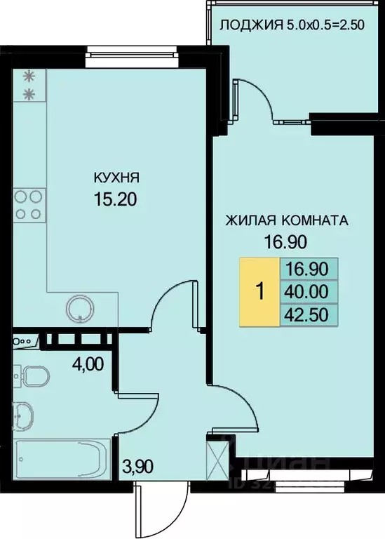 1-к кв. Краснодарский край, Динской район, Южно-Кубанское с/пос, пос. ... - Фото 2