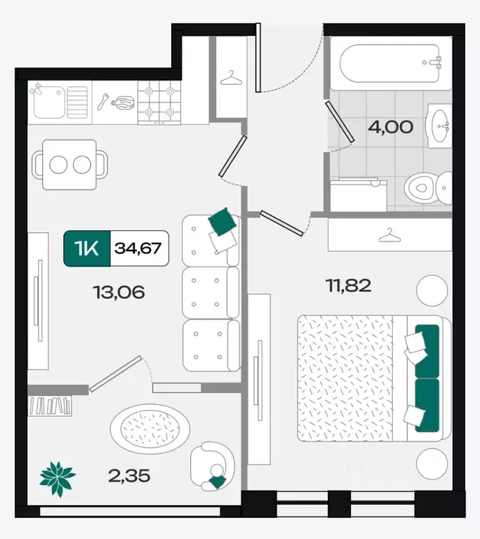 1-к кв. Краснодарский край, Краснодар Народные Кварталы жилой комплекс ... - Фото 1