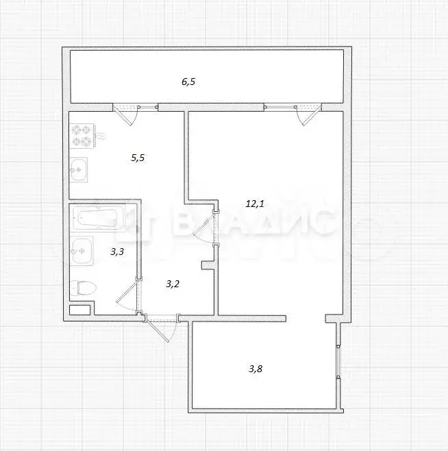 1-к. квартира, 27,9 м, 2/5 эт. - Фото 0