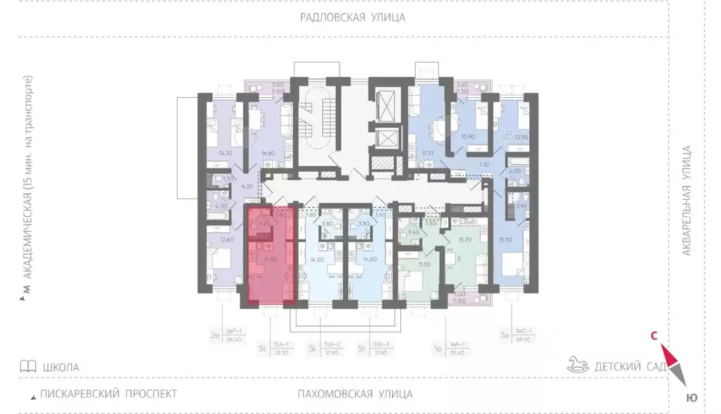 Студия Санкт-Петербург ул. Радловская (21.3 м) - Фото 1