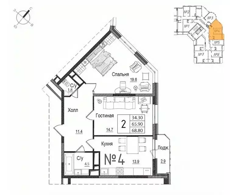 2-к кв. Московская область, Наро-Фоминск ул. Школьная, 9 (68.8 м) - Фото 0