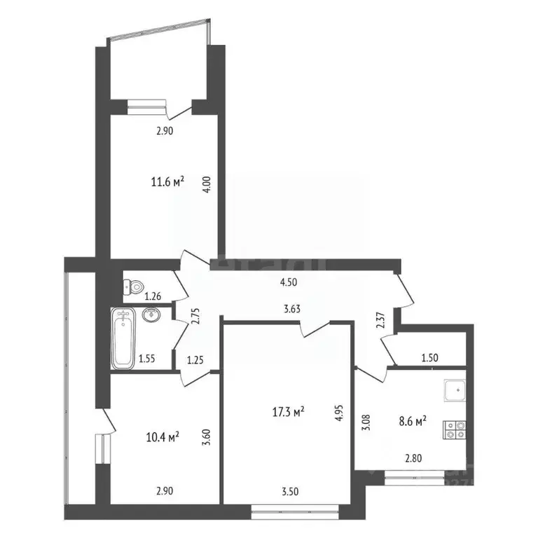 3-к кв. Тамбовская область, Котовск ул. 9-й Пятилетки, 1 (64.6 м) - Фото 1