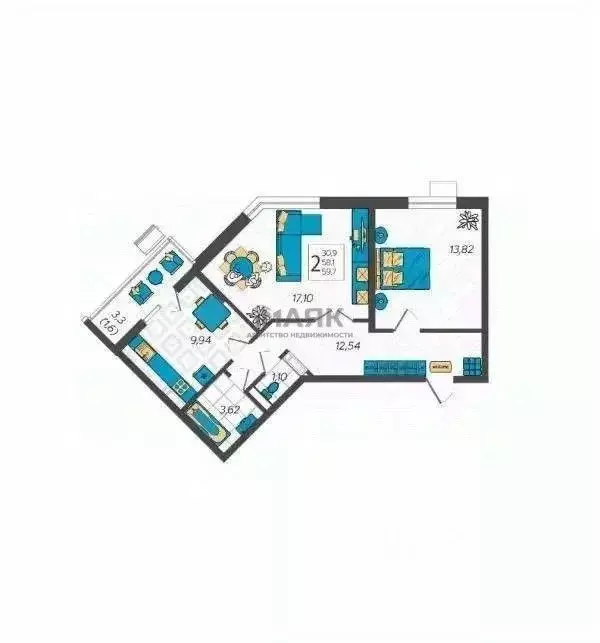 2-к кв. Краснодарский край, Анапа ул. Крылова, 13к2 (60.0 м) - Фото 2