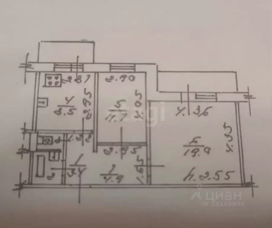 2-к кв. Липецкая область, Липецк ул. И.В. Шкатова, 4 (51.3 м) - Фото 2