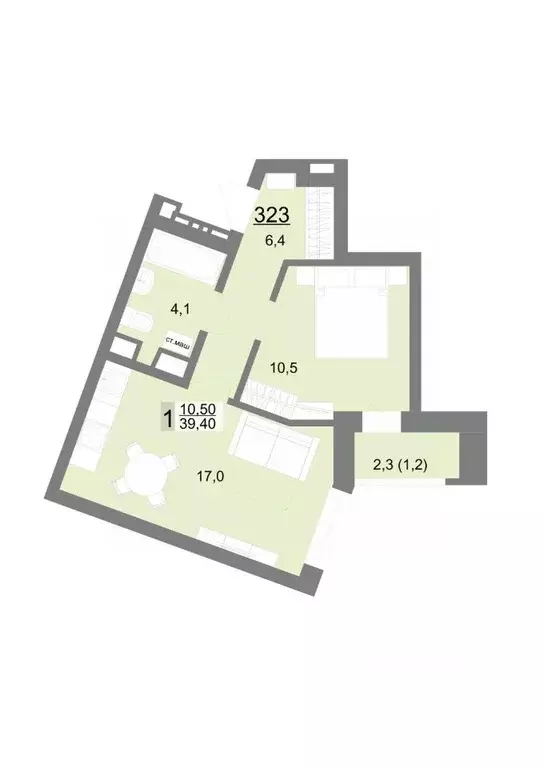 1-к кв. Свердловская область, Екатеринбург ул. Металлургов, 63/1 (39.2 ... - Фото 1