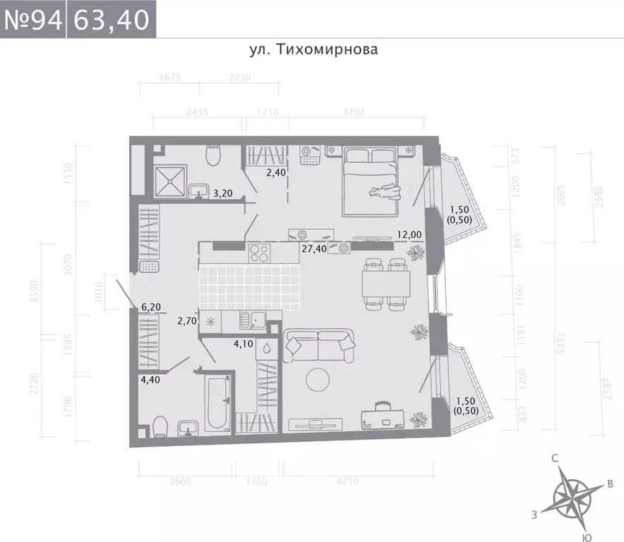 1-к кв. Татарстан, Казань ул. Калинина, 1Б (63.4 м) - Фото 0
