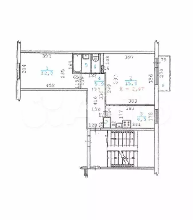 2-к. квартира, 43,4 м, 2/5 эт. - Фото 0