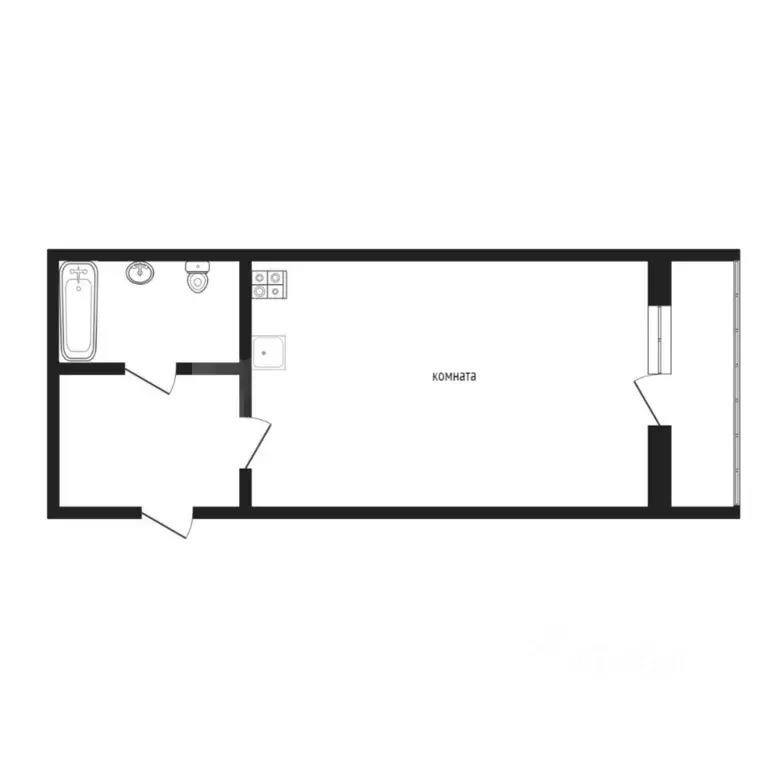 Студия Тюменская область, Тюмень ул. Дмитрия Менделеева, 2 (30.8 м) - Фото 2