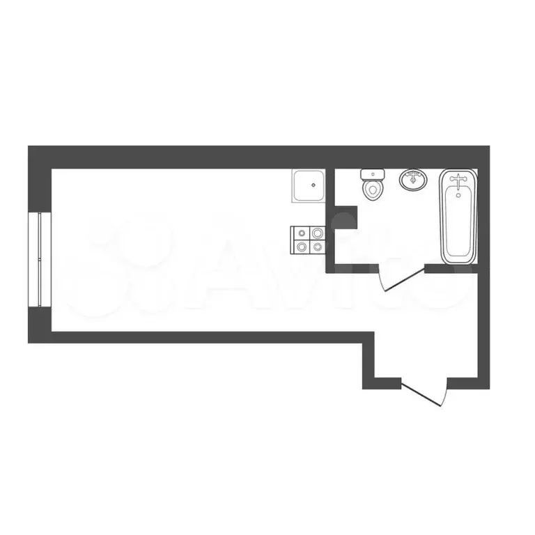 Квартира-студия, 25,9 м, 1/4 эт. - Фото 0
