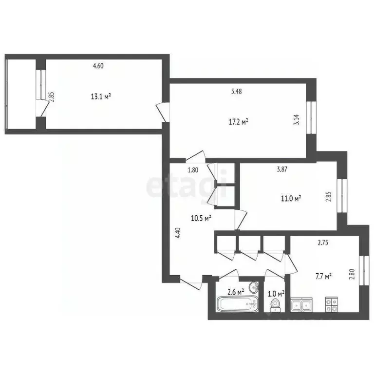 3-к кв. Ямало-Ненецкий АО, Новый Уренгой Дружба мкр, 2/8 (66.8 м) - Фото 1