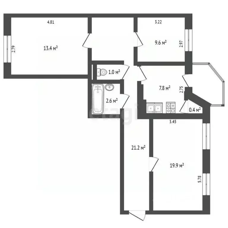 3-к кв. Ямало-Ненецкий АО, Ноябрьск ул. Интернационалистов, 6Б (77.0 ... - Фото 1