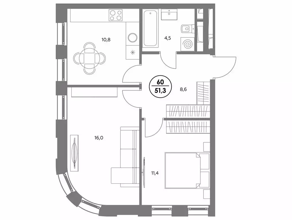2-комнатная квартира: Москва, ЖК Адмирал (51.3 м) - Фото 1