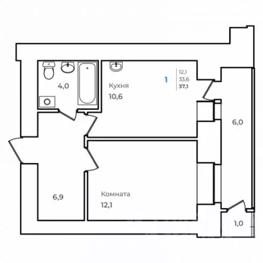 1-к кв. Амурская область, Благовещенск Зейский Бульвар жилой комплекс ... - Фото 1