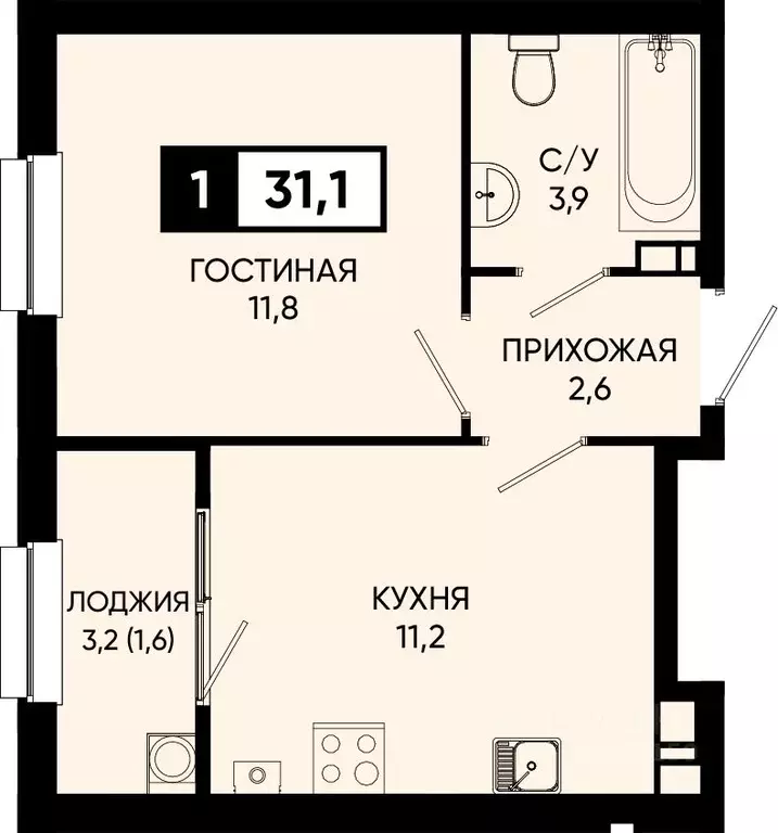 1-к кв. Ставропольский край, Кисловодск городской округ, пос. ... - Фото 0