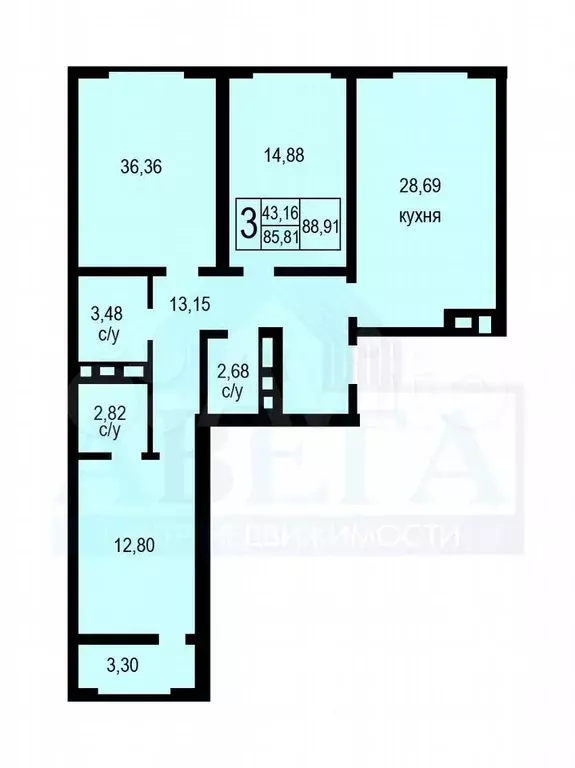 3-к. квартира, 90 м, 11/17 эт. - Фото 0