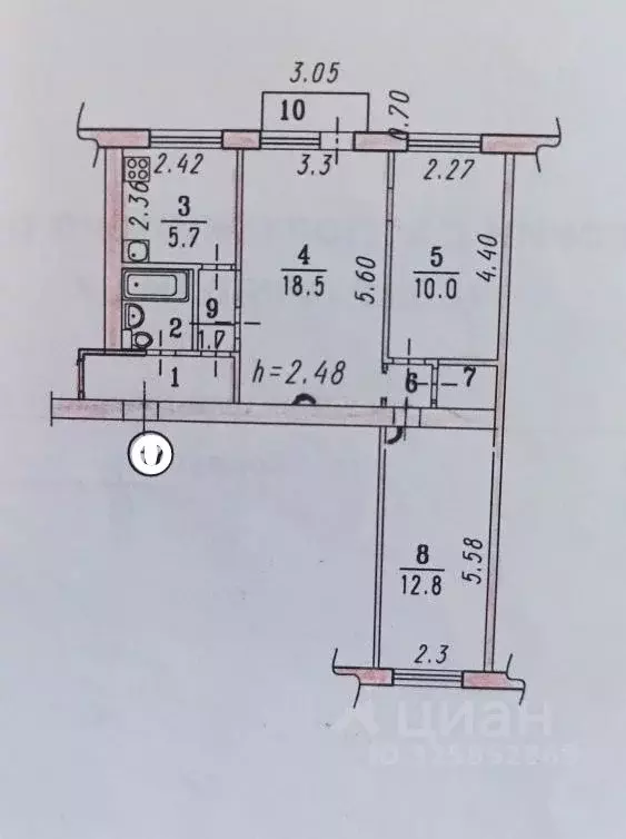 3-к кв. Омская область, Омск ул. Анатолия Маркова, 6 (58.9 м) - Фото 1