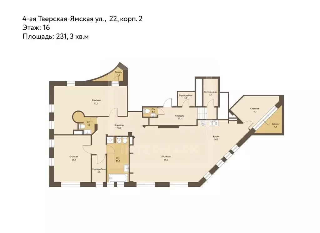4-к кв. Москва 4-я Тверская-Ямская ул., 22к2 (231.3 м) - Фото 2