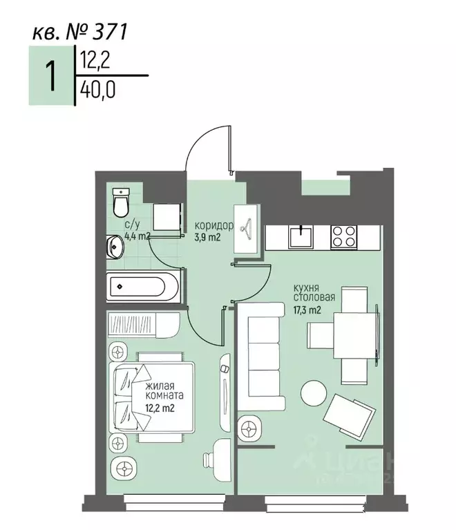1-к кв. Нижегородская область, Нижний Новгород Спортивный мкр, ... - Фото 1