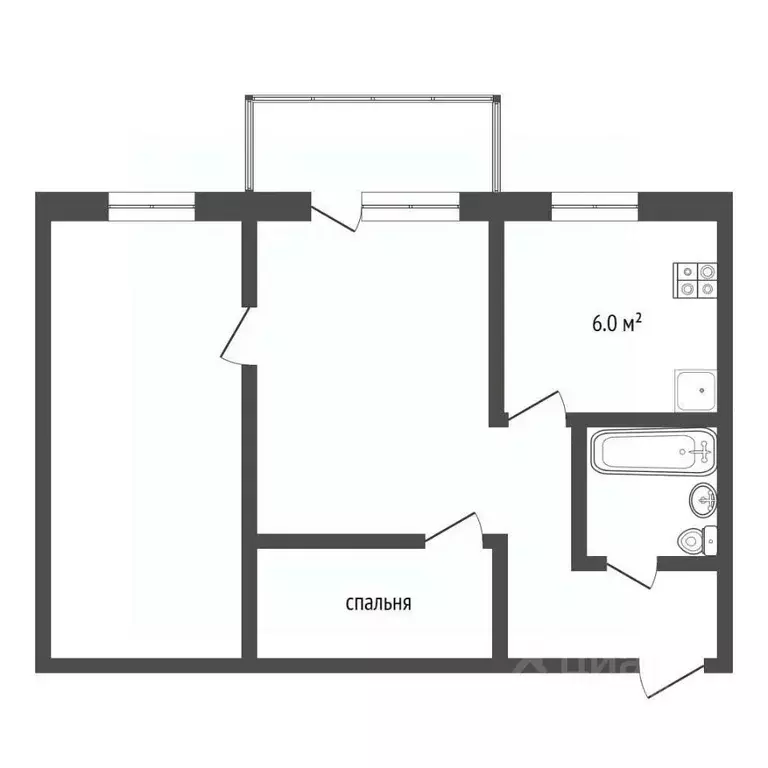 2-к кв. Тюменская область, Тюмень ул. Парфенова, 26 (44.1 м) - Фото 1
