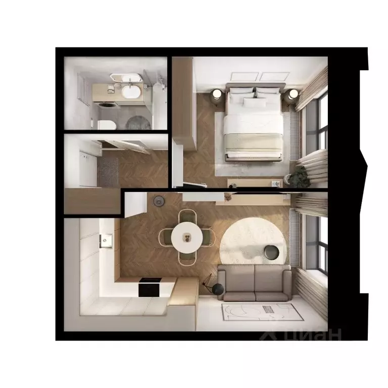 1-к кв. Татарстан, Казань Ботаническая 3 жилой комплекс, 2 (38.2 м) - Фото 2