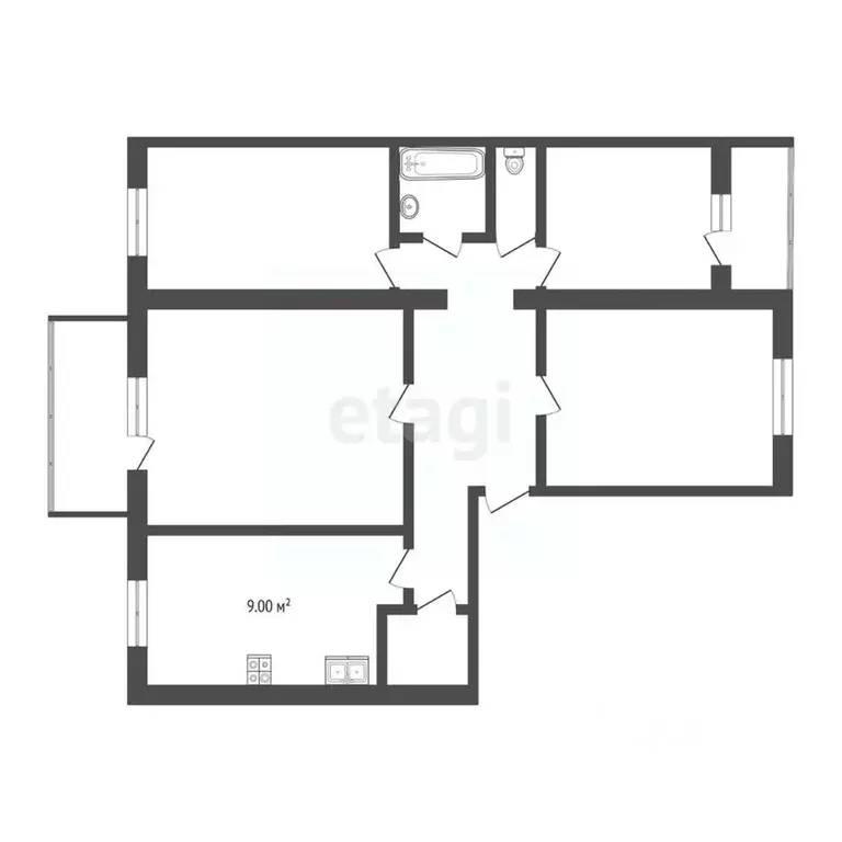 4-к кв. Тюменская область, Тюмень Полевая ул., 27 (82.4 м) - Фото 1