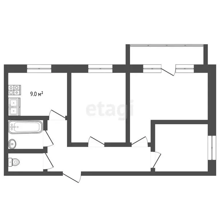 3-комнатная квартира: Миасс, Городская улица, 1 (56.3 м) - Фото 1
