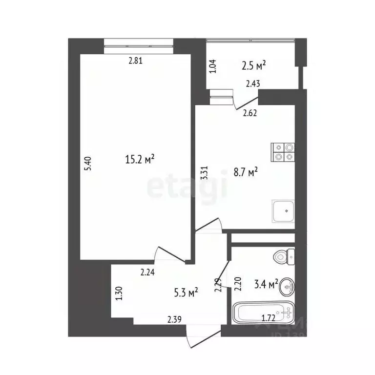 1-к кв. Тюменская область, Тюмень ул. Ветеранов Труда, 9А (32.0 м) - Фото 2