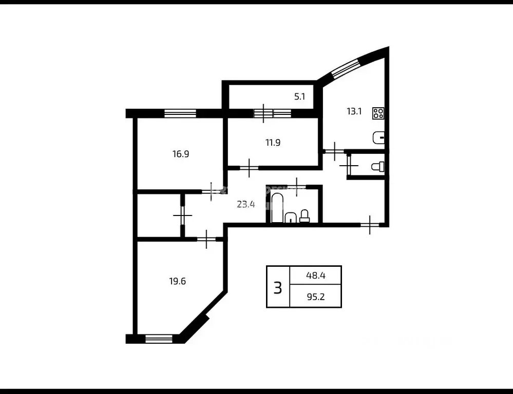 3-к кв. Санкт-Петербург Ленинский просп., 82к1 (97.0 м) - Фото 1