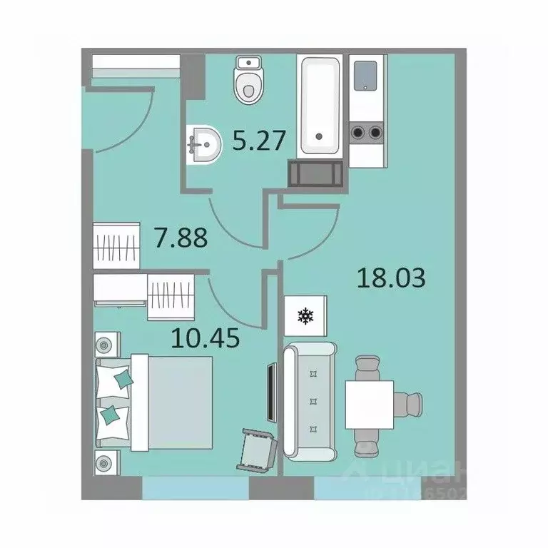 1-к кв. Санкт-Петербург Варфоломеевская ул., 6 (41.4 м) - Фото 0